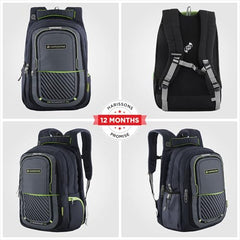 HARISSONS Verge Men’s Travel Laptop Backpack | Fits 15.6" Laptop | 40L Lightweight | USB Port, Water-Resistant, Hidden Pocket, Luggage Strap | Work, Commute & Travel (Black & Teal)