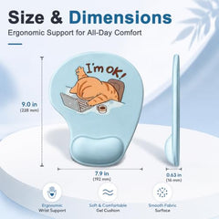 ZORBES® Mouse Pad with Wrist Support, Funny Cat Ergonomic Mouse Pad | I'm Fine Motivational Memo Design, Soft Gel Rest, Non-Slip Mouse Mat for Office Home
