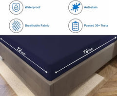 La Verne 100% Waterproof Premium Cotton Feel Mattress Protector Queen Size 78 x 60 Inches | Breathable and Hypoallergenic Ultra Soft Fitted Bed Protector Cover