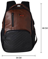 F Gear CEO Brown 25L Medium Laptop backpack Fits upto 16" Laptop faux Artificial Leather Water resistant lightweight, Gifts for Men Women Boys Girls Adults, College/School/Tuition/Travel Bag