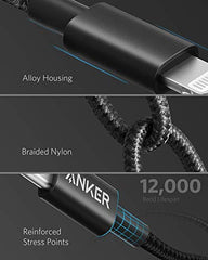 Anker New Nylon USB-C to Lightning Cable, 331 Cable, Fast Charging Cord (1ft, MFi Certified) for iPhone 13 13 Pro 12 Pro Max 12 11 X XS XR 8 Plus, AirPods Pro, Supports Power Delivery (Black)