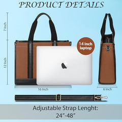 Womanix Canvas Laptop Tote Bag,14 inch Laptop Bag, Black Shoulder Bag, Casual Briefcase, Tote Bag For Women, Travel, Office, College