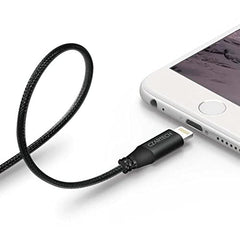 Czartech [1.2 Mt USB-C 20W Fast Charging cable Compatible with i-Phone,14,13, 12,11, X, 8, 7, 6, 5, i-Pad iPad Air and More [Nylon Braided,Black - Pack of 2]
