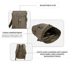 F Gear Dune Dark Beige 18L Premium Canvas Laptop Backpack|Water-Resistant, Office & College Bag, 1 Compartment, 1 Pocket, Padded Laptop & Tablet Sleeves Fits Upto 17 Inch Laptop|Men & Women
