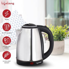 Lifelong ISI Certified Electric Kettle 1.5L with Stainless Steel Body, Easy and Fast Boiling of Water for Instant Noodles, Soup, Tea etc. (1 Year Manufacturer's Warranty, Silver, LLEK15) 1500 W