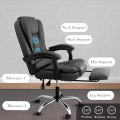 Casa Haus Italia Premium Leatherette Office Chair for Work | Boss Chair, Ergonomic Executive, Luxurious Cushioned Arms & Seat, 2 Point Back Massager, Heavy Duty Metal Base (Burgundy)