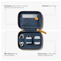 DailyObjects Leather Travel Electronic Accessories Storage Bag | Portable Gadget Organizer Case | Tech Kit Pouch for Cables, Drives, Chargers, Adapters, Power Banks | Charger Wire Organiser - Yellow