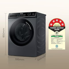 Haier 10Kg, 5 Star, AI Smart Wash, Hygiene Refresh with Inbuilt heater, 525 mm Super Drum, Direct Motion Motor, WiFi Fully Automatic Front Load Washer (EFL120-DM14IEIS8U1 | Dark Jade Silver)
