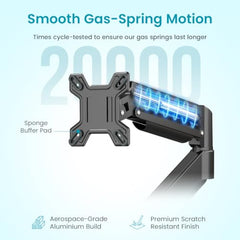 Portronics Aerolift Solo Gas Spring Monitor Arm, Desk Mount for 13–32 Inch Screens, VESA 75x75 & 100x100 mm, Full Motion Tilt/Swivel/Rotation, C-Clamp & Grommet Installation, Aluminium Build