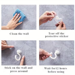Heavy Duty 360° Rotating Self Adhesive Ceiling Hooks – No Drill, Waterproof Sticky Hooks for Hanging Plants, Wind Chimes, Lights & Mosquito Nets (360° Rotating Ceiling Hooks Pack of 5) (BLACK)