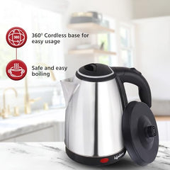 Lifelong Electric Kettle 1.5 litre | 1500W Stainless Steel Kettle with Double Wall & Cool Touch Body | Multipurpose Electric Kettle | 360° Swivel Base, Auto Shut Off & Overheat Protection (Black)