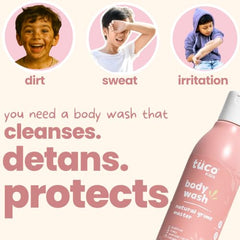 Tuco Kids Body Wash for Kids, With Saffron & Tulsi, Natural Baby Wash-300ml | Gently Cleanses, Soothes & Nourishes Skin, With Sandalwood Oil, SLS, Sulphate & Paraben Free, Gentle Baby Body Wash For Bath