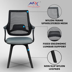 MRC Mono Ergonomic Office Chair (Mid-Back) – Revolving Breathable Mesh Desk Chair for Work from Home & Study–Lumbar Support & Heavy Duty Nylon Base (Grey & White)