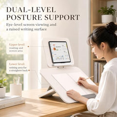 Sunchhaya Acrylic Book Stand for Reading – Clear Adjustable Book Holder with 360° Rotating Base, Foldable Reading Stand for Desk, Cookbook, Tablet & Laptop Stand, Height & Angle Adjustable (R22H)