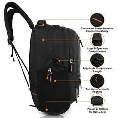Half Moon 35L 4 Compartment Laptop Backpack College School Travel Bag Backpack For Unisex Boys Girls With Rain Cover, Black
