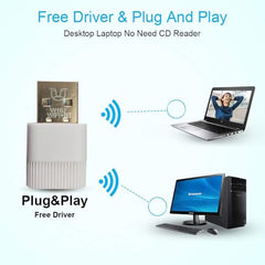 CLUSPEX USB WiFi Bluetooth Adapter, 600Mbps Dual Band 2.4/5Ghz Wireless Network External Receiver, Mini WiFi Dongle for PC/Laptop/Desktop