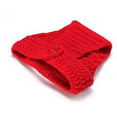 MOMISY Newborn Baby Photography Prop Croche Costume 2Pcs Handmade Knitted Hat Diaper Photographic Prop Outfit for Baby Bird-Red And White