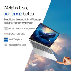 HP 15 (i5 14th Gen), Intel Core 5-120U, 16GB RAM, 512GB SSD, FHD, Anti-Glare, 15.6''/39.6cm, Win11, M365 Basic(1yr), Office24, Silver,1.59kg, fd0664TU, FHD Camera w/Shutter, Backlit Laptop
