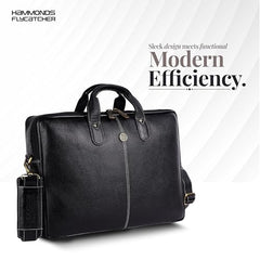 HAMMONDS FLYCATCHER Genuine Leather Office Bag for Men - 15.6 Inch Laptop Bag for Men for Professionals, Business Travelers - Adjustable Straps & Multiple Compartments - 1 Year Warranty - Brown