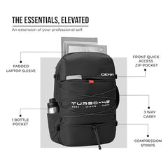 Gear Turbo 21"/45L Large Water Resistant Anti theft Laptop Backpack with Raincover | Backpack | Daypack |Briefcase | Travel Bag For Men/Women (Black - Black)