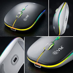 EVM EnGrip Rechargeable Wireless Mouse | 2.4GHz | Type C Charging | 1600 DPI Optical Mouse | LED Lights Ergonomic Mouse | Compatible with Laptop, PC | 1 Year Warranty (EWLM-360-1) Sliver