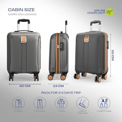 Safari Thorium Royale 8 Wheels Set of 2 Trolley Bags Hard Case Polycarbonate Luggage, TSA Lock, Wet Pouch Organized Interior, Suitcase for Travel, Trolley Bags for International Travel, Vanilla Tan