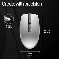 HP 710 Rechargeable Silent Mouse/6 programmable buttons/90-day Rechargeable Battery Life Track-On Glass Sensor(Silver)