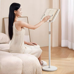 Sunchhaya Acrylic Book Stand for Reading – Clear Adjustable Book Holder with 360° Rotating Base, Foldable Reading Stand for Desk, Cookbook, Tablet & Laptop Stand, Height & Angle Adjustable (R22H)