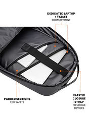 FUR JADEN Structured Smart Tech Backpack I 15.6 Inch Laptop Compartment with In-Built Tablet Sleeve I USB-C and USB-A Charging Port I Anti-Theft Pocket I Ventilated, Padded & Ergonomic (ClarkKent)
