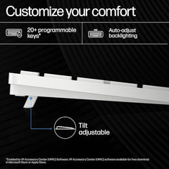 HP 970 Creator Keyboard, Wireless and Multi-Device with 20 programmable Shortcut Keys, Backlit with sensors, up to 6 Month Battery, AES encrypted, 1yr Warranty, 0.67 kg, Silver