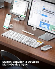 ProtoArc Backlit Bluetooth Keyboard Mouse for Mac, KM100-A Ultra Slim Wireless Keyboard Mouse for Mac, Rechargeable, Multi-Device for MacBook Pro, MacBook Air, iMac, iPhone, iPad, Space Gray
