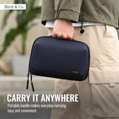 Birch & Co. Travel Organizer Pouch - Gadgets, Cable and Travel Accessories Organisers with Multiple Compartments, Zipper Pocket, Pen Holders, Water-Resistant Accessory Case for Cables, Grey