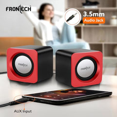 FRONTECH Premium 2.0 Channel USB Powered Speakers with 1.5W x 2 Output, AUX Input, and 1-Year Warranty (Red)
