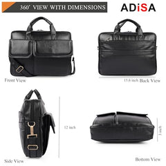 ADISA Laptop Bag for Men - Faux Leather Office Messenger Briefcase with Laptop Compartment for Work, Business, Corporate & Professional Use (LB6055)