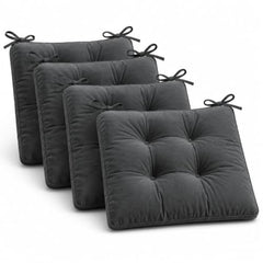 BSB HOME Chair Pad Cushion with Tie Straps,Thick Tufted Seat Cushion for Dining,Office & Wooden Chairs,Soft Comfortable Chair Seat Pad with Durable Stitching,16 x 16 Inches(41 x 41 cm)-Anthracite Grey