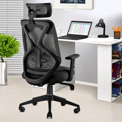 ASTRIDE Ergofit ISI Certified Ergonomic Office Chair for Work | 2D Headrest, Adjustable Arms & Lumbar Support | Single Lock Mechanism DIY [Grey-White]