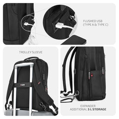 VIP Legacy 17 Inch Convertible Laptop Backpack 25L | Water-Resistant with USB Charging Port | Padded Laptop Sleeve, 3 Compartments, Front Organizer | Office & Travel Backpack for Men & Women (Black)