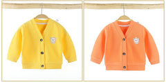 MOMISY Cotton Blend Baby Boy & Girls Sweater Jacket Front Open Cardigan (6 to 12 Months, Orange)