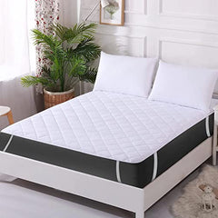 Trance Home Linen 100% Cotton Quilted Mattress Protector Single Siz Bed| Quilted Bed Cover |Water Resistant | Breathable 100% Cotton Pad with Elastic Straps on Corners (75x36 inch, Beige)