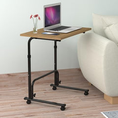 TABLE MAGIC- BADE Multipurpose Laptop Table Mat Finish - Adjustable, Foldable, Portable, Engineered Wood Top with Footrest, Top Size 60 * 45cm (Beige- Wenge)