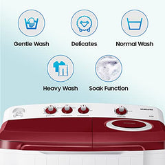 Samsung 8 kg, 5 star, Semi-Automatic Top Load Washing Machine (WT80C4200GG/TL, Air Turbo Drying, Light Gray, 5 Year Warranty on Wash Motor)