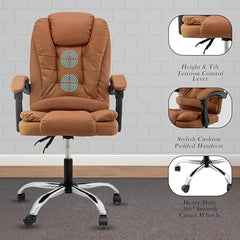 Casa Haus Italia Premium Leatherette Office Chair for Work | Boss Chair, Ergonomic Executive, Luxurious Cushioned Arms & Seat, 2 Point Back Massager, Heavy Duty Metal Base (Burgundy)