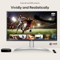 LG 27UP650K-W 27-inch Ultrafine 4K UHD (3840 x 2160) IPS Computer Monitor, 60Hz, 5ms, DisplayHDR 400, Reader Mode, Flicker Safe, HDMI, DisplayPort, Tilt/Height/Pivot Adjustable Stand, White