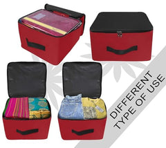 Storite 2 Pack Nylon Wardrobe Bag Underbed Cloth Storage Organizer | Moisture Proof Storage Bag, Storage box for Clothes Saree Bags, Zippered Closure & Handle - Magenta,37x34x23 cm