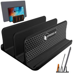 SPROSO QuadNest 4-Slot Vertical Laptop Stand, Black, Pack of 2