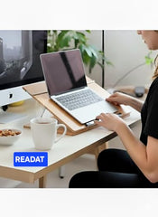READAT Wooden Laptop Stand Table top Desk Organizer for Writing/Sketching Stand || Wooden Desk Organizer (Cream, 21x15 inches)