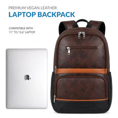Treggo Premium 30L Anti-Theft Faux Leather Laptop Backpack for Men & Women, Water Resistant Large Travel Daypack, College School Office Casual Backpack with Laptop Compartment