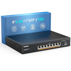 YuanLey 18 Port 2.5G PoE Switch Unmanaged, 16 x 2.5G Base-T PoE Ports, 2 x 10G RJ45 UpLink, IEEE802.3af/at, 250W, Compatible with 100/1000/2500Mbps, Metal Case, 2.5Gbe Network Switch