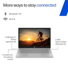 HP Chromebook 14, MediaTek Kompanio 540 (4GB LPDDR5, 128GB UFS) HD, Anti-Glare, Micro-Edge, 14''/35.6cm, ChromeOS, 100 GB Google One(1yr), Modern Gray,1.35kg, nm0004MU, HD Camera w/Shutter Laptop