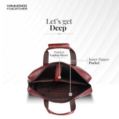 Hammonds Flycatcher Genuine Leather 15.6 Inch Laptop Office Bag for Men | 15.6” Padded Laptop Sleeve| 3 Zip Pockets| Detachable & Adjustable Strap| Pen,Wallet & Mobile Pocket |Durable|1 Year Warranty